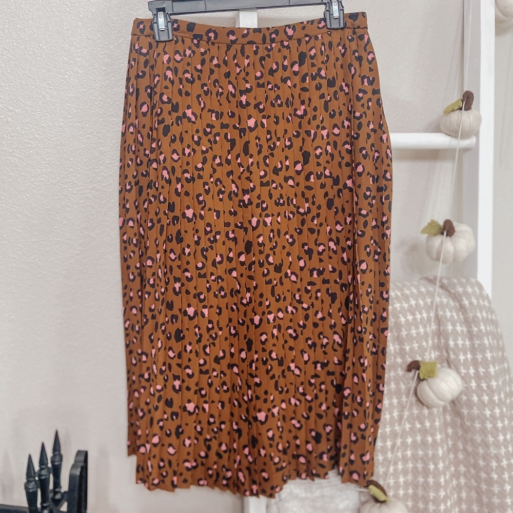 J. Crew Leopard Pleated Skirt